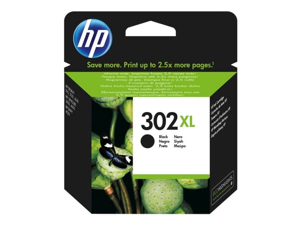 Bläckpatron HP 302XL F6U68AE, 480 sidor, svart
