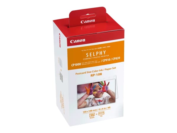 Canon RP-108 - Skrivebåndskassett og papirsett - for Canon SELPHY CP1000, CP1200, CP1300, CP820, CP910