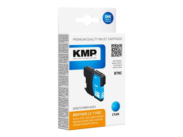 KMP B78C - 4.9 ml - cyan - kompatibel - bläckpatron (alternativ för: Brother LC1100C) - för Brother DCP-185, 385, 395, 585, J715, MFC-490, 5490, 5890