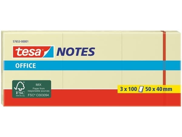 TESA 57653-00001-05, Rektangel, Gul, 50 mm, 40 mm, 100 ark