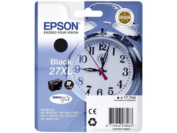 Epson 27XL - 17.7 ml - XL - svart - original - blekkpatron - for WorkForce WF-3620, WF-3640, WF-7110, WF-7210, WF-7610, WF-7620, WF-7710, WF-7715, WF
