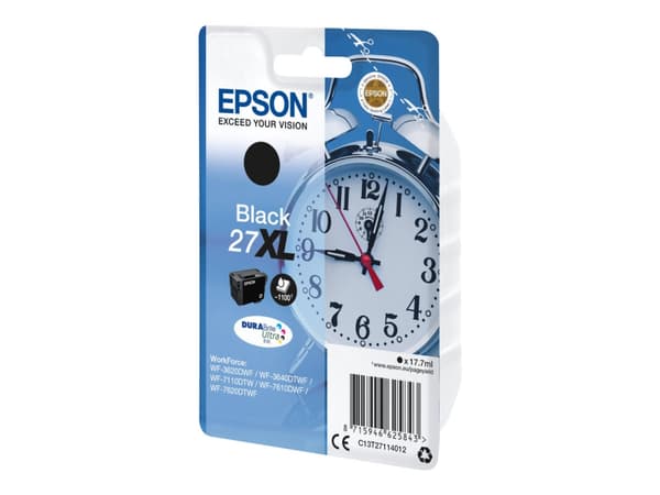 Epson 27XL - 17.7 ml - XL - svart - original - blekkpatron - for WorkForce WF-3620, WF-3640, WF-7110, WF-7210, WF-7610, WF-7620, WF-7710, WF-7715, WF