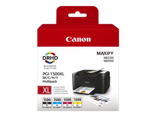 Canon PGI-1500XL C/M/Y/BK Multipack - Høy ytelse - svart, gul, cyan, magenta - original - blekkbeholder - for MAXIFY MB2050, MB2150, MB2155, MB2350,