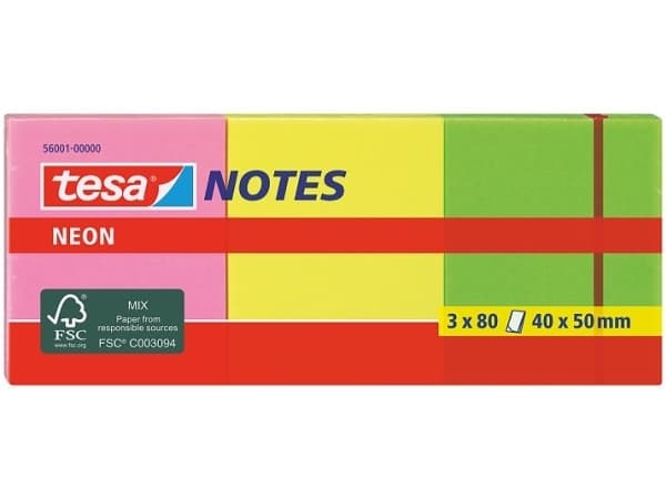 TESA 56001, Rektangel, Grön, Rosa, Gul, 50 mm, 40 mm, 80 ark