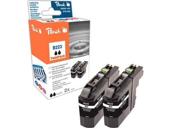 Peach - 2-pack - 18 ml - svart - kompatibel - gjenfabrikert - blekkpatron (alternativ for: Brother LC-223BK) - for Brother DCP-J4120, J562, MFC-J4625