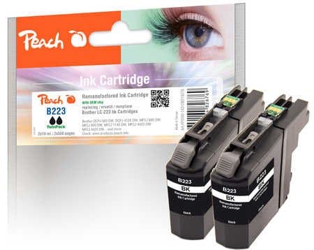 Peach - 2-pack - 18 ml - svart - kompatibel - gjenfabrikert - blekkpatron (alternativ for: Brother LC-223BK) - for Brother DCP-J4120, J562, MFC-J4625