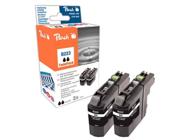 Peach - 2-pack - 18 ml - svart - kompatibel - gjenfabrikert - blekkpatron (alternativ for: Brother LC-223BK) - for Brother DCP-J4120, J562, MFC-J4625