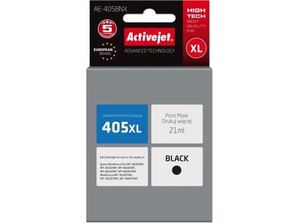 Activejet AE-405BNX, Høyt (XL) utbytte, Sort, Pigmentbasert blekk, 21 ml, 1 stykker, Enkeltpakke