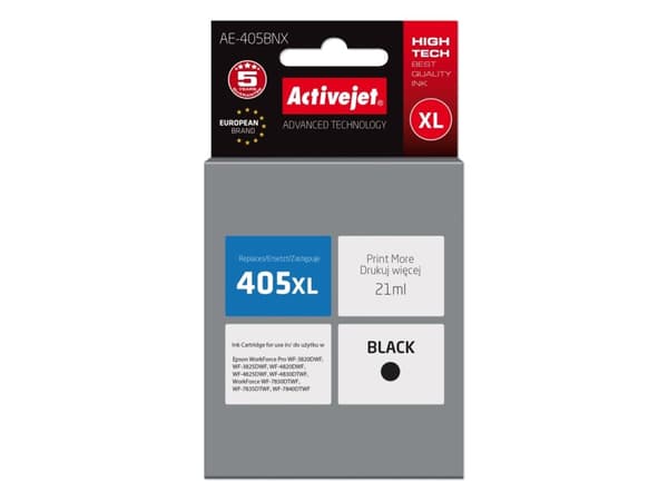 Activejet AE-405BNX, Høyt (XL) utbytte, Sort, Pigmentbasert blekk, 21 ml, 1 stykker, Enkeltpakke