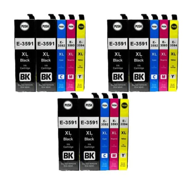 Kompatibel - Epson T3591/T3592/T3593/T3594 XL blekkpatron combo pack 15 stk - BK/C/M/Y 525 ml