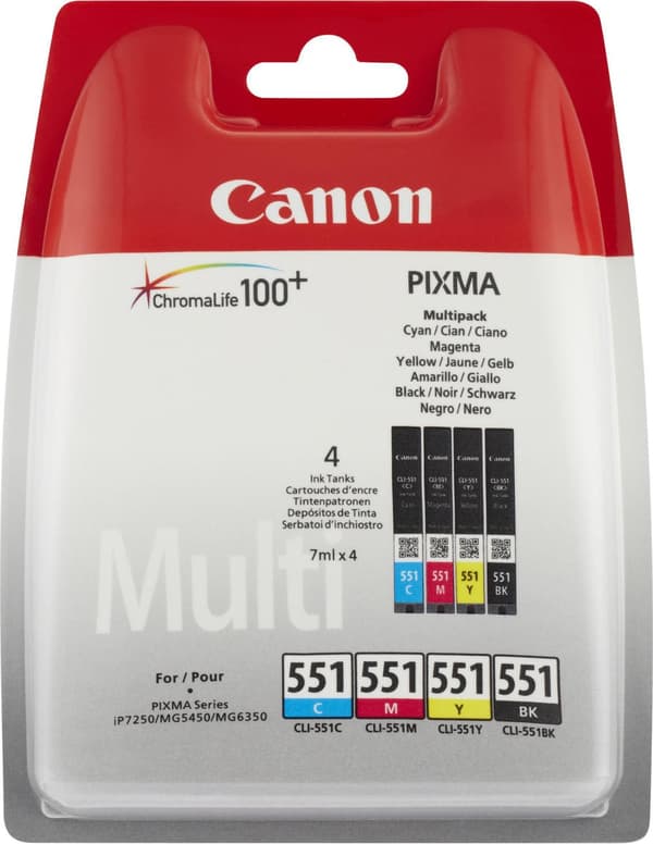 Canon CLI-551 bläckpatroner 4 styck Original Standardavkastning Svart, Cyan, Magenta, Gul