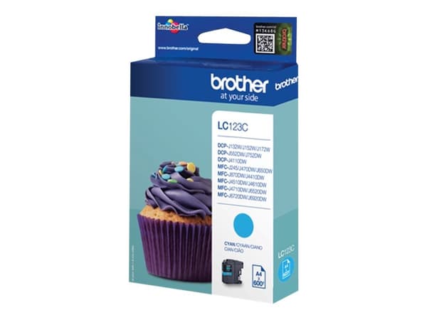 Brother LC123C - Lång livslängd - cyan - original - bläckpatron - för Brother DCP-J132, J152, J172, J552, J752, MFC-J245, J470, J650, J6520, J6720, J