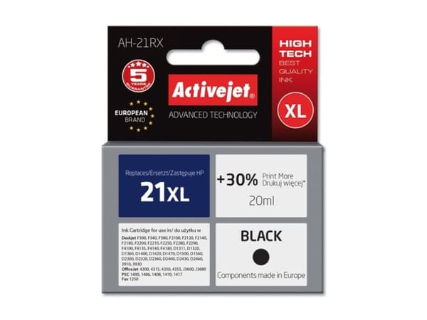 ActiveJet AH-351 Premium version - 20 ml - korkea tuotto - musta - yhteensopiva - Uudelleen valmistettu - mustekasetti - HP Deskjet F2149, F2179, F21