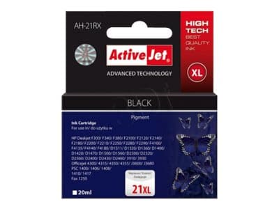 ActiveJet AH-351 Premium version - 20 ml - korkea tuotto - musta - yhteensopiva - Uudelleen valmistettu - mustekasetti - HP Deskjet F2149, F2179, F21