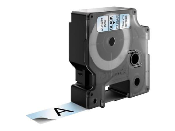 DYMO D1 - Selv-adhesiv - svart på transparent - Rull (1,9 cm x 7 m) 1 kassett(er) merketape - for LabelMANAGER 360, 400, 420, 450, 500, PC, PC2, Wire