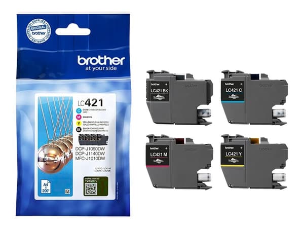 Brother LC421 Value Pack - 4-pack - svart, gul, cyan, magenta - original - blekkpatron