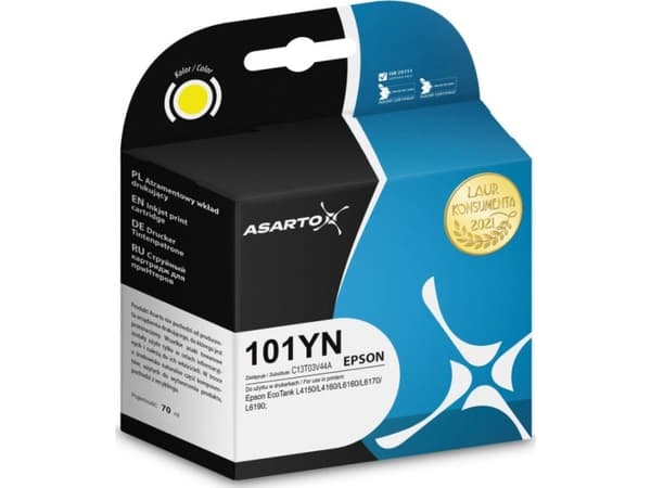 Tusz Asarto Tusz Asarto do Epson 101YN | C13T03V44A | 70 ml | gul