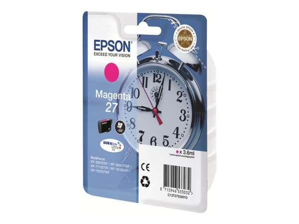 Epson 27 - skriverkassett - 1 x magenta - 300 sider - blisterpakning - for WorkForce WF-7620DTWF (C13T27034010)