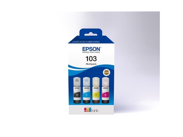 Epson 103 Multipack - 4 förpackningar - svart, gul, cyan, magenta - original - refill - för Epson L1210, L3210, L3211, L3251, L3256, L3260, L3266; Ec
