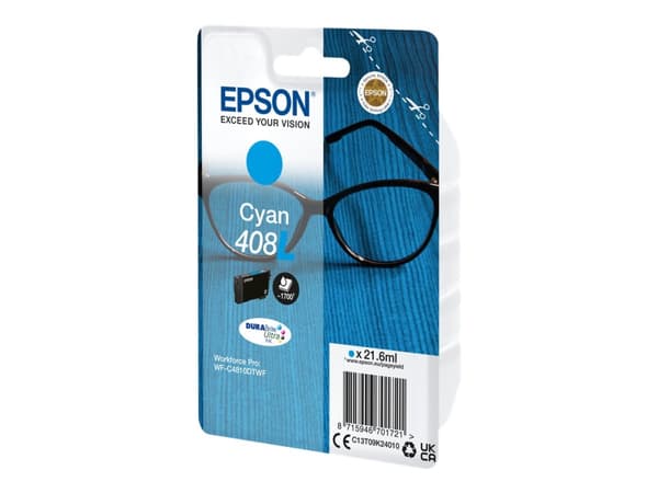 Epson 408L - 21.6 ml - cyan - original - blister - blekkpatron - for WorkForce Pro WF-C4810DTWF