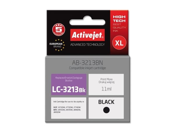 Activejet AB-3213BN, Standard utskriftsproduksjon, Sort, Fargestoffbasert blekk, 11 ml, 1 stykker, Enkeltpakke