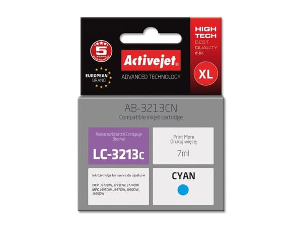 Activejet AB-3213CN, Standard utskriftsproduksjon, Cyan, Fargestoffbasert blekk, 7 ml, 1 stykker, Enkeltpakke