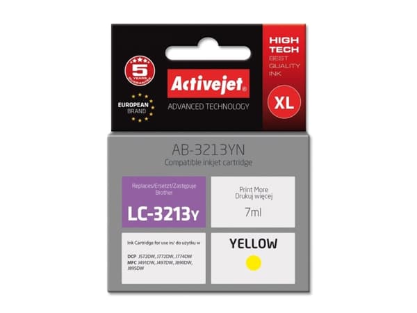 Activejet AB-3213YN, Standardavkastning, Gul, Färgbaserat bläck, 7 ml, 1 styck, Enpack