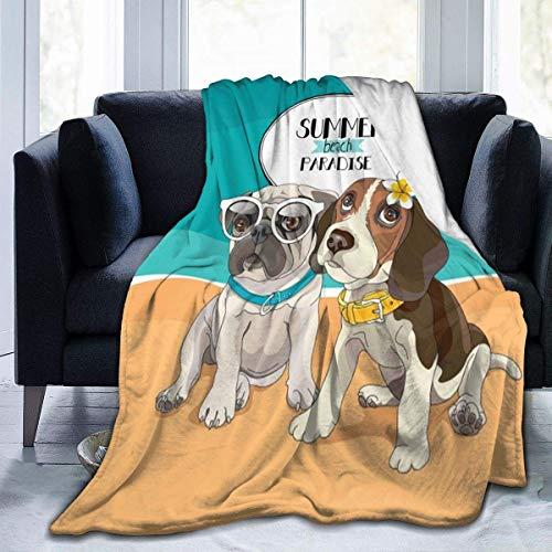 Mops Flanell Täckfilt Lätt mysig mjuk soffsoffa Lämplig för alla årstider 60"x80" För Barn Kvinnor Män