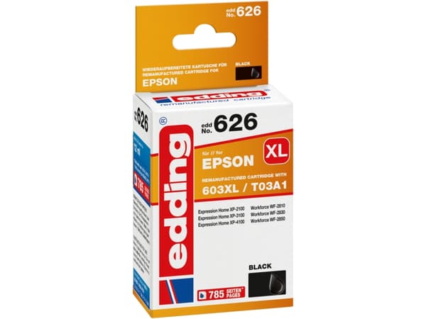 Edding EDD-626, Høyt (XL) utbytte, Sort, 12 ml, 1 stykker, 785 sider, Multipakke