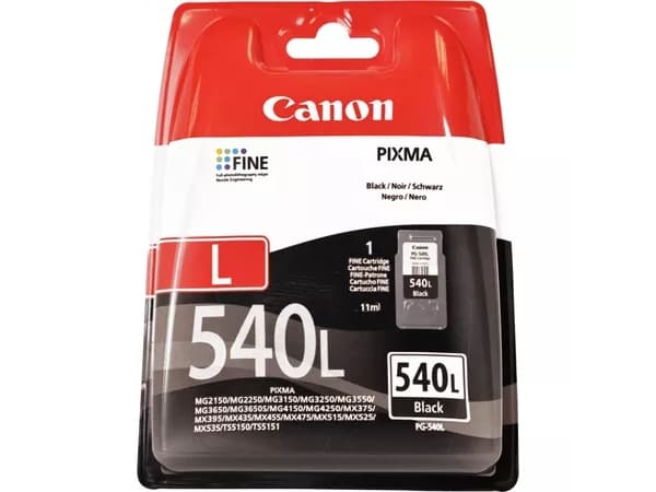 Canon PG-540L - L-størrelse - svart - original - blister med sikkerhet - blekkpatron - for PIXMA MG2250, MG3250, MG3510, MG3550, MG3650, MG4250, MX39
