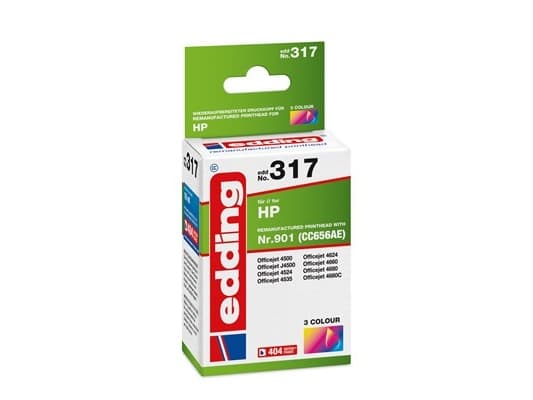 Yhteensopiva Edding EDD-317 korvaa HP HP 901 (CC656AE) Single Cyan, Magenta, Yellow mustepatruunat