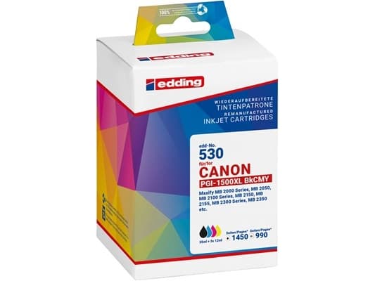 Edding EDD-530, Sort, Cyan, Fiolblå, Gult, 35 ml, 12 ml, 4 stykker, 1450 sider, Multipakke