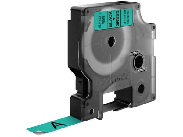 Texttape Dymo 45019 12mm svart/grön