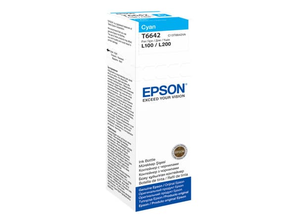 Epson T6642 - 70 ml - cyan - original - blekkpåfylling - for Epson L386; EcoTank ET-2600, 2650, L121, L1455; EcoTank ITS L3050, L3060, L3070