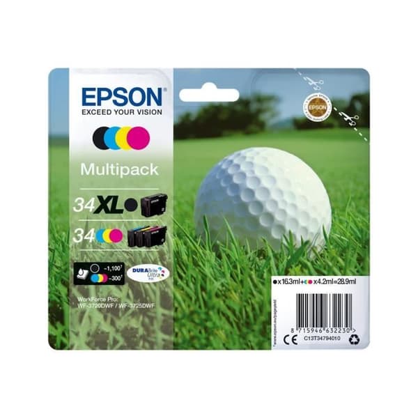 Epson DURABrite Ultra 34XL/34 bläckpatron - Svart, Cyan, Magenta, Gul - Paket med 4