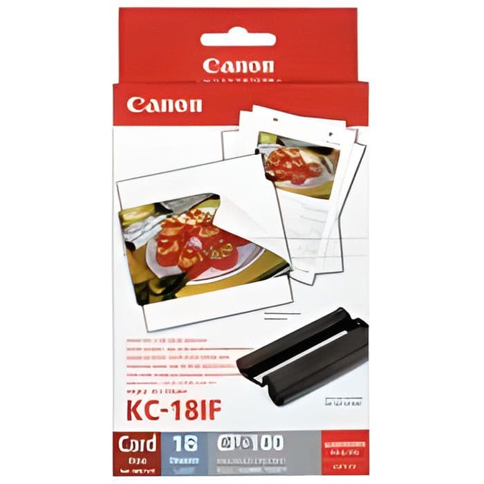 CANON KC-18IF kassett och fotopappersats - 18 utskrifter - Självhäftande kreditkortsformat 5,4 × 8,6 cm