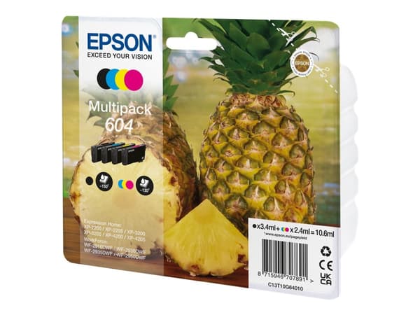 Epson 604 Multipack - 4-pack - svart, cyan, magenta, gul - original - blister - bläckpatron - för Expression Home XP-2200, 2205, 3205, 4200, 4205; Wo