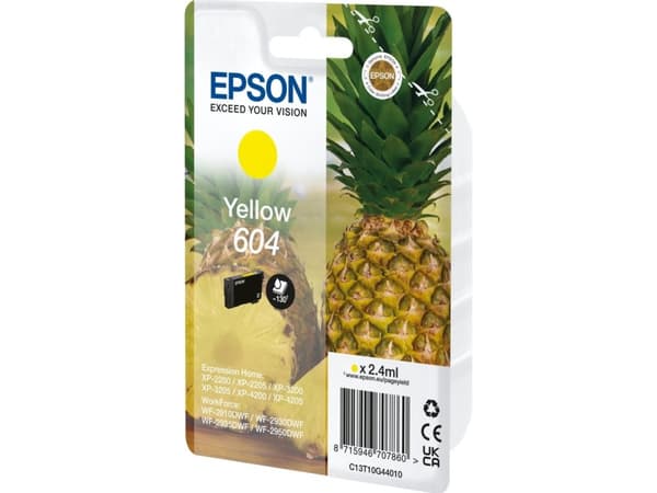 Epson 604 Singlepack - 2.4 ml - gul - original - blære med RF/lyd-alarm - blekkpatron - for Expression Home XP-2200, 2205, 3200, 3205, 4200, 4205; Wo