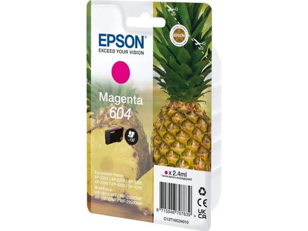Epson 604 - 2.4 ml - magenta - original - blære med RF/lyd-alarm - blekkpatron - for Expression Home XP-2200, 2205, 3200, 3205, 4200, 4205; WorkForce