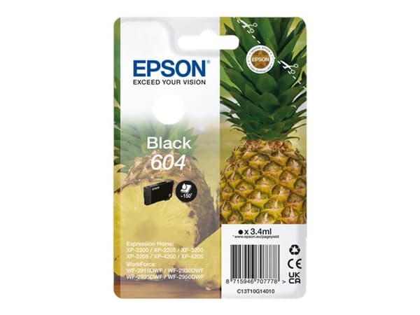 Epson 604, Perusvärintuotto, 3,4 ml, 150 sivua, 1 kpl, Kertapakkaus