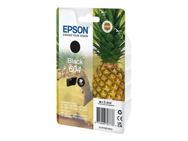 Epson 604, Perusvärintuotto, 3,4 ml, 150 sivua, 1 kpl, Kertapakkaus