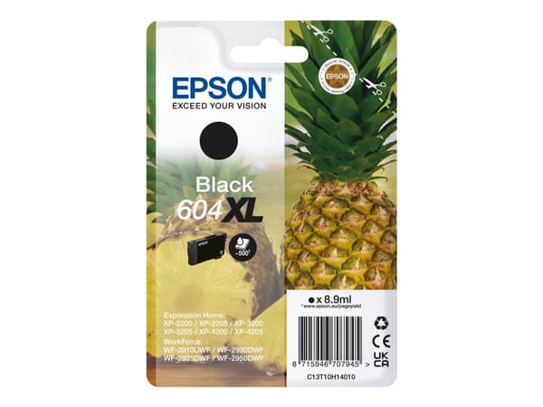 Epson 604XL Singlepack - 8.9 ml - XL - svart - original - blære med RF/lyd-alarm - blekkpatron - for Expression Home XP-2200, 2205, 3200, 3205, 4200,