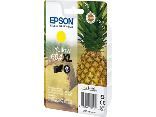 Epson 604XL Singlepack - 4 ml - XL - gul - original - blære med RF/lyd-alarm - blekkpatron - for Expression Home XP-2200, 2205, 3200, 3205, 4200, 420