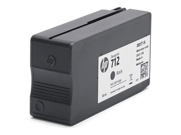Bläckpatron - HP - 712 - 80 ml - Svart - Hög kapacitet - Kompatibel med DesignJet T650/T630/T250/T230