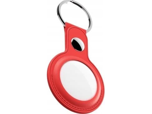 KeyBudz AirTag avaimenperä - nahkainen suojakotelo AirTagille (punainen)