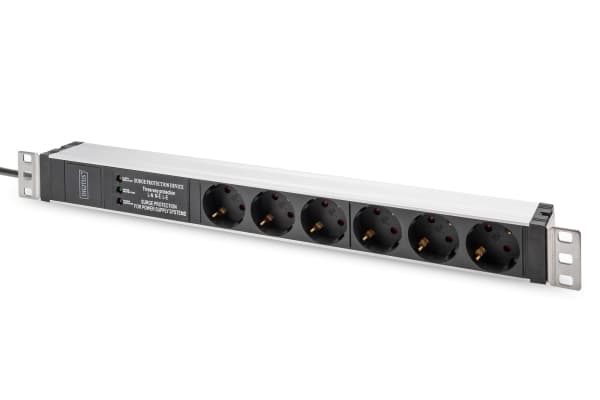 Digitus DN-95432, 1U, Alumiini, Muovi, 6 AC-pistorasia(a), Tyyppi F, Tyyppi F, 2 m