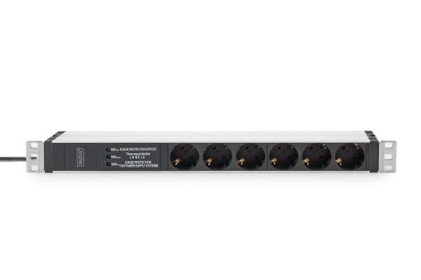 Digitus DN-95432, 1U, Alumiini, Muovi, 6 AC-pistorasia(a), Tyyppi F, Tyyppi F, 2 m