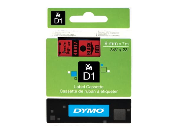 Tekstinauha Dymo D1, 9 mm, lajittelu/rød
