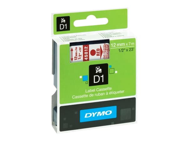 DYMO D1 - vakiopolyesteritarrat - Punainen läpinäkyvällä -12mm x 7m, Punainen läpinäkyvällä, Polyesteri, Belgia, -18 - 90 °C, DYMO, LabelManager, Lab