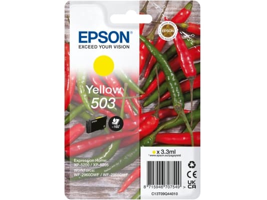 Epson 503 - 3.3 ml - gul - original - blære med RF/lyd-alarm - blekkpatron - for Expression Home XP-5200, XP-5205; WorkForce WF-2960DWF, WF-2965DWF